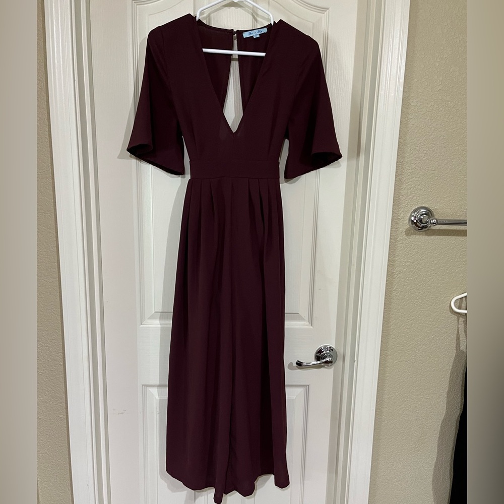 She & Sky ✨- Burgundy Jumpsuit (Small)